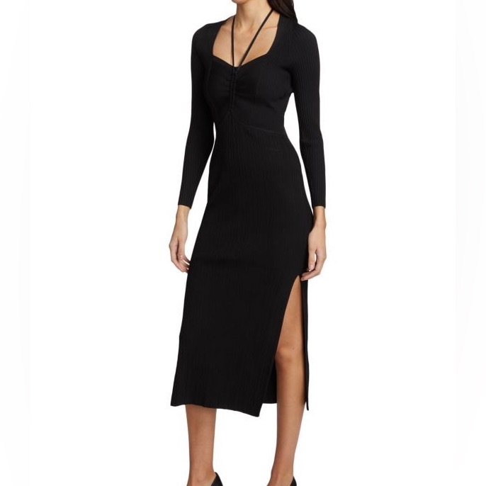 Ba&Sh Edora Midi Long Sleeve Dress